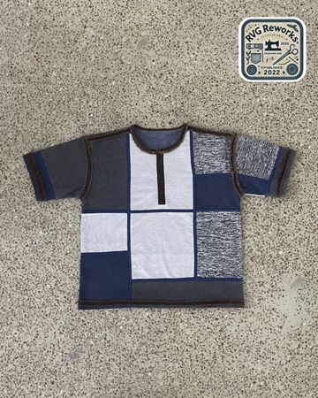 Upcycled Patchwork Henley Tee