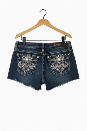 Y2K Embroided & Stones Denim Shorts || Listing 11