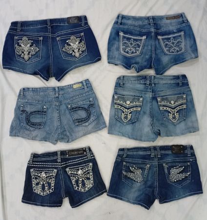 CR7762 Upcycled Y2K Mini Denim Shorts