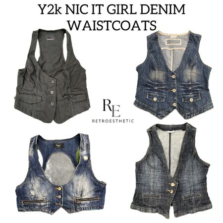 Y2k NIC IT GIRL DENIM WAISTCOATS Re-3086