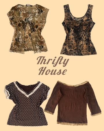 Mocha Y2K Aesthetic Tops(TH/352)