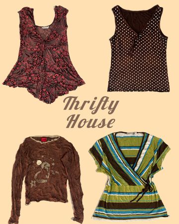 Vintage Neutral Y2K Gems Tops(TH/354)