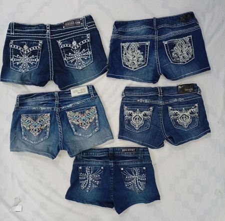 CR7764 Upcycled Y2K Mini Denim Shorts