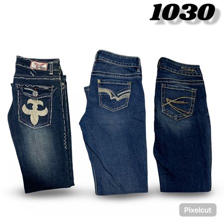 Y2K Embroidered Jeans ( Silver etc ) #H1030