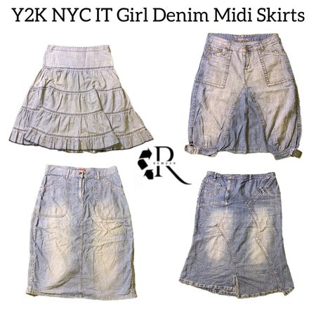 Y2K NYC IT GIRL DENIM MIDI SKIT Rw-1823