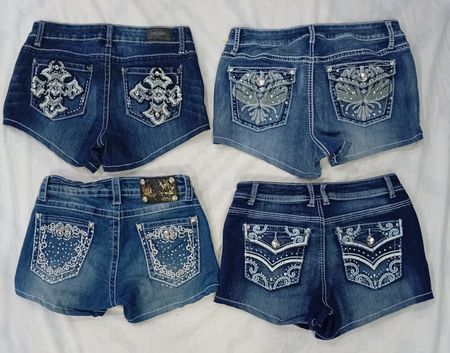 CR7768 Upcycled Y2K Mini Denim Shorts