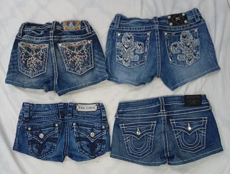 CR7773 Upcycled Mixed Brand Denim Shorts
