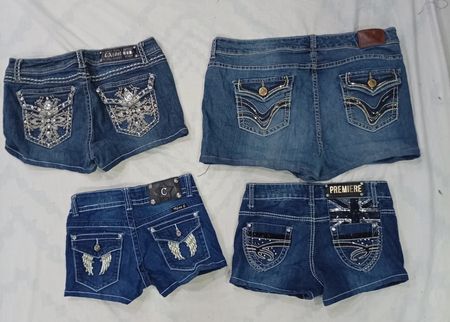 CR7776 Upcycled Y2K Mini Denim Shorts