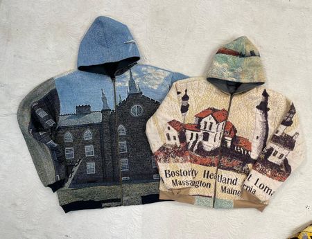 Upcycled Tapestry Jackets with Hood