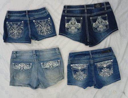 CR7763 Upcycled Y2K Mini Denim Shorts