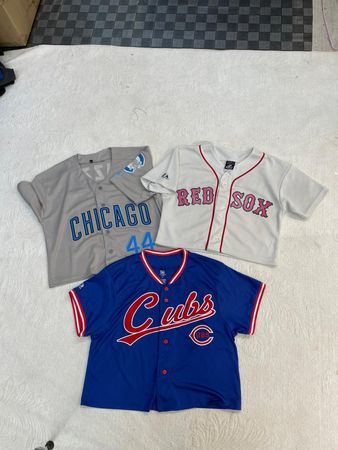 Upcycled Baseball Jersey Crop Tops Y2K Style