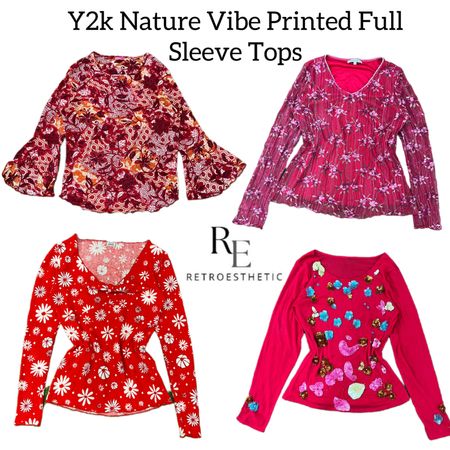Y2k Nature Vibe Printed Full sleeve Tops Re-3096
