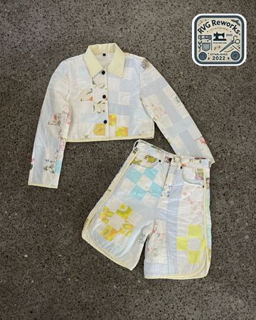Upcycled Quilted Crop Jacket & Shorts Co-ord Set