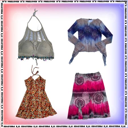 Woodstock Wardrobe-Flared pants, Boho skirts, Peasant blouses, Dresses (SS-2325)