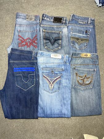 Y2K embroidered Men Jeans Straight /Baggy