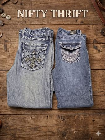Y2K Flare/Bootcut Embellished/Embroidery Jeans