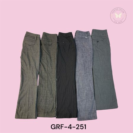 Pantalons en polyester à taille basse et coupe droite pour femmes * Pantalons en polyester à taille basse essentiels (GRF-4-251)