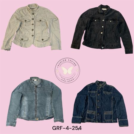 Y2K Inspired Denim Jacket – Vintage Wash Trendy Outerwear (GRF-4-254)