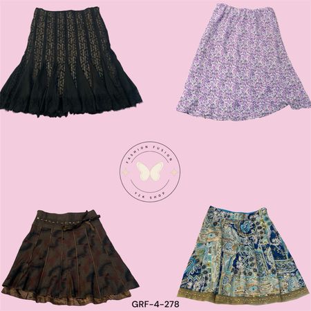 Y2K Inspired Printed Polyester Skirt – Vintage Style High Waist Skirt (GRF-4-278)