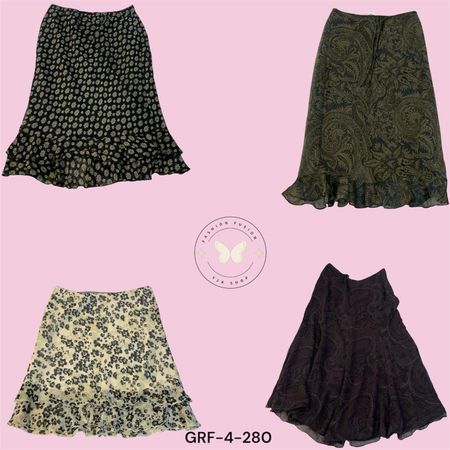 Y2K Fashion Printed Skirt – Lightweight Flowy Polyester Midi Skirt (GRF-4-280)