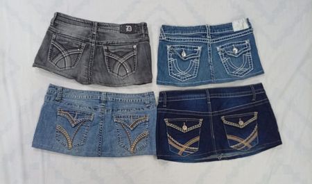 CR7810 Upcycled Y2K Mini Denim Skirts