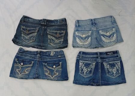 CR7811 Upcycled Y2K Mini Denim Skirts