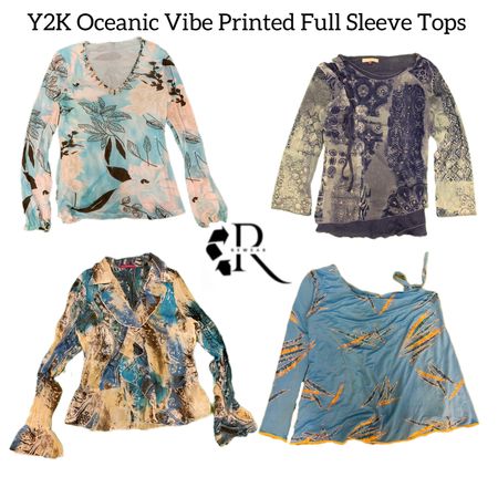 Y2K Oceanic Vibe Printed Long Sleeves Tops RW-1838