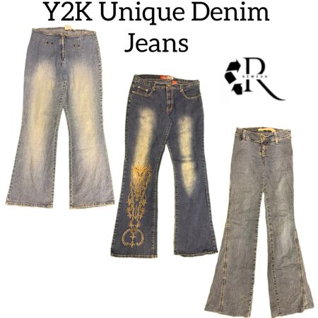 Y2K Unique Embroidery Flare Jeans RW-1842