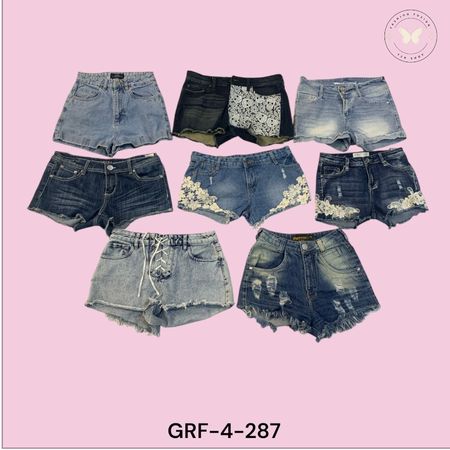 Classic Blue Y2K Low Waist Denim Shorts (GRF-4-287)