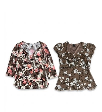 (FV-1275) Trendy Y2K Floral Animal Print Ruffle Mesh Fairycore Blouse Bundle