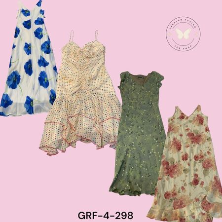 Y2K Printed Polyester Dress – Stretch Fit, Lightweight & Trendy (GRF-4-298)