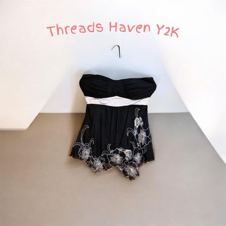 TH#088 Y2K Beaded Mesh Top & Crinkle Crop Top