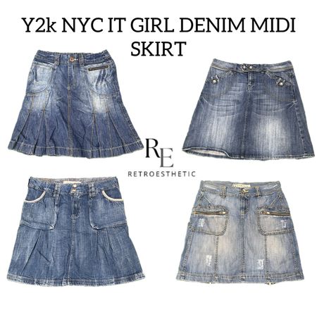 Y2k NYC IT GIRL DENIM MIDI SKIRT RE-3101