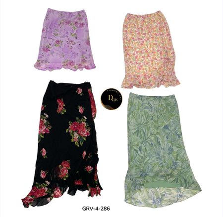 Y2k mix printed poly skirt (GRV-4-286)