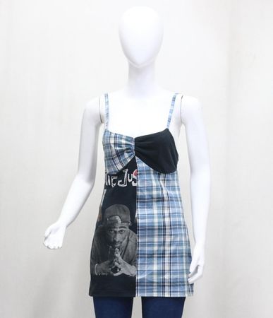 CR1536 Upcycled Graphic Patchwork Top