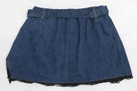 CR1537 Upcycled Denim Layered Skirt