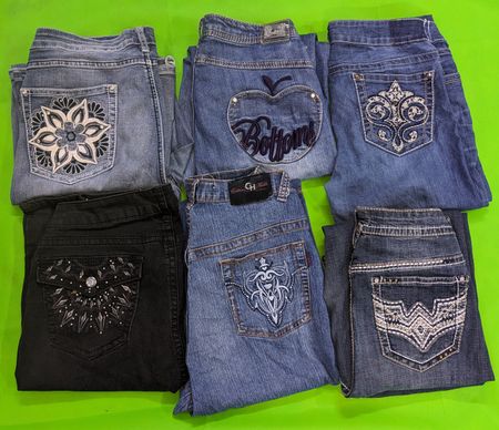 UNBRANDED Y2K PREMIUM EMBROIDERED DENIM MIX FLARE AND BOOTCUT