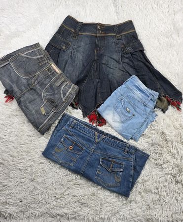 Y2k mid denim skirts