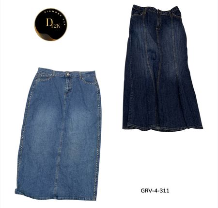 Y2K Denim Long Skirt – Vintage Aesthetic Maxi Fit )GRV-4-3011)