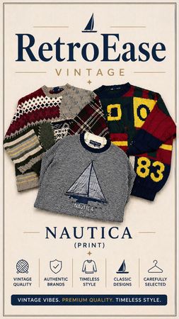 Vintage Nautica Print Sweaters | 90s Retro Knitwear | Classic Pullover Collection
