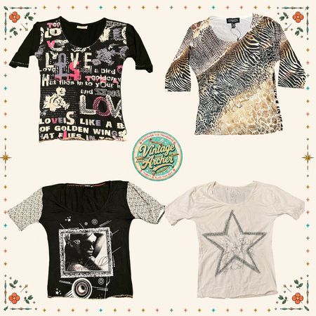 Y2K Euro Chic Body Fit Printed Tops Collection