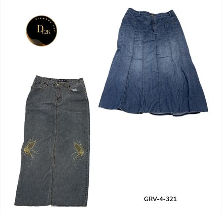 Y2k denim long skirt (GRV-4-321)