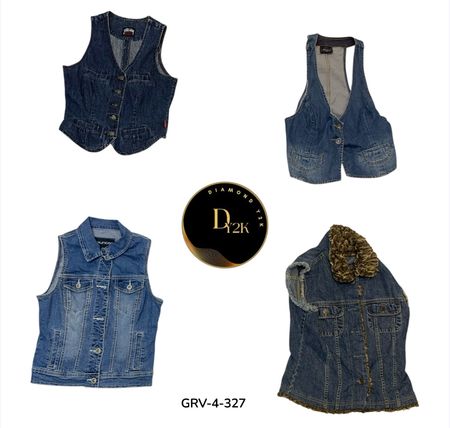 Y2K Denim Vest – Vintage Streetwear Sleeveless Jacket (GRV-4-327)