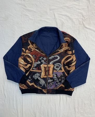 Upcycle Tapestry Jacket With Denim Sleeves