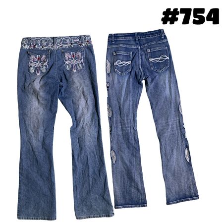 Y2K stylish Embroidered jeans . #754