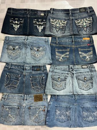 Saia Micro Mini Y2k Feminina R509 Reciclada com Aplicações