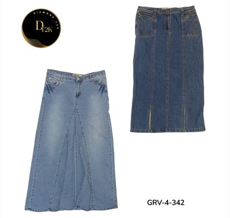 Saia de Denim Longa – Saia Maxi Jeans de Cintura Alta em Aline Chic (GRV-4-3341)