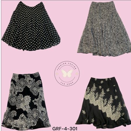 Geometric Printed Poly Skirt – Flowy High-Waist Maxi (GRF-4-301)