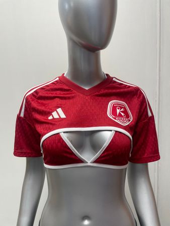 Upcycled Football Cut Out Crop Tops