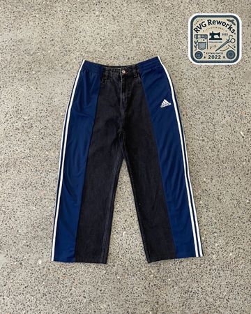 Upcycled Denim Adidas Panel Pants